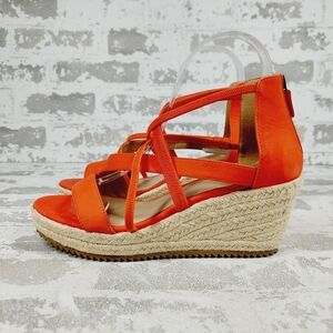 New Eileen Fisher Wanda Orange Suede Espadrille H603